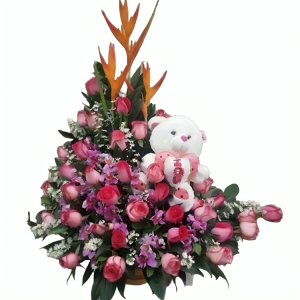 36 rosas con peluche