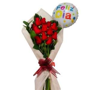 Bouquet de rosas con globo