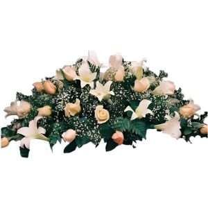 Cubrecaja en rosas y lirios