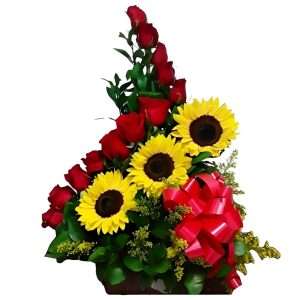 Diseño especial de rosas y girasoles