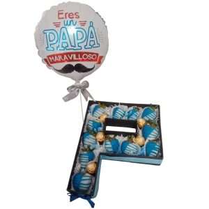 Caja de letra con fresas con chocolate