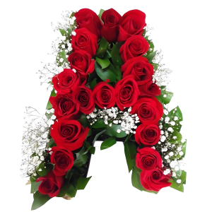 Caja en forma de letra con rosas