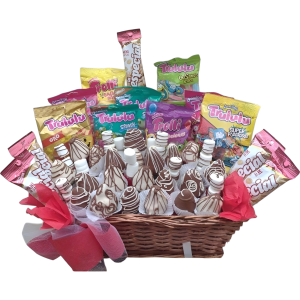 Reunión de dulces variados y fresas con chocolate