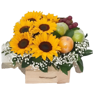 Tapizado de girasoles y frutas