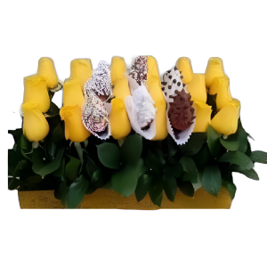 Tapizado de rosas y fresas con chocolate