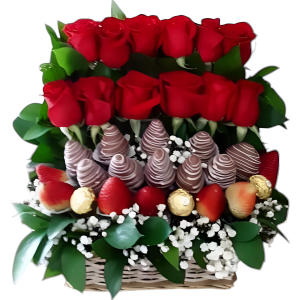 Tapizado de rosas, fresas y ferrero