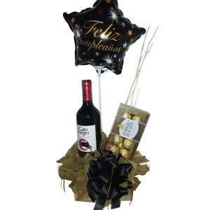 Vino, chocolates y globo