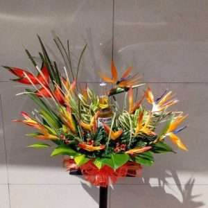 Flores exóticas y cerveza