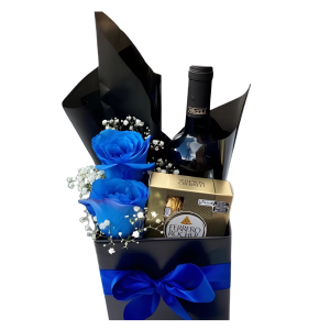 Vino, chocolates y rosas