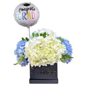 Caja de hortensias para grado